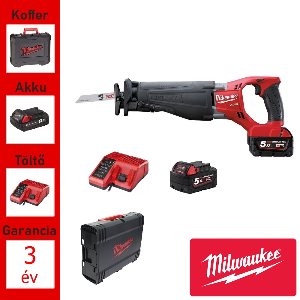 Milwaukee 18V akkus orrfűrész + 2 akku, töltő, koffer